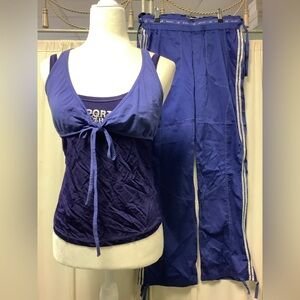 Deha Sport Couture indigo halter cropped tank top Y2K